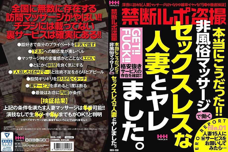 HHH-100 Forbidden Lupo Voyeur It was really like this! !! I got fucked with a sexless married woman who works in a non-sex massage.